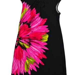 Studio By London Times Shift Dress Black Pink Floral Sleeveless Size 6